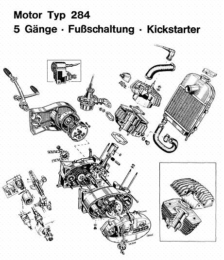 Arbeiten am 2Takt Motor-Motor Typ 284 KS 50 Luft/Wasser