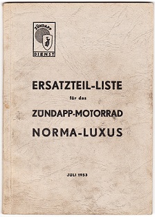 Original Ersatzteilliste Typ Norma-Luxus