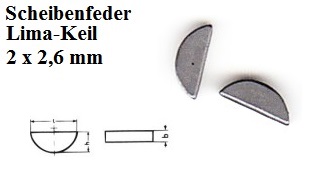 Scheibenfeder-Limakeil 2x2,6mm